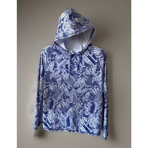 Boca Island Wear Men's Pullover Hoodie Long Sleeve Purple Sz L Tropical Hawaiian